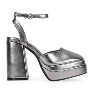 Zapatos plomo destalonados con tacón