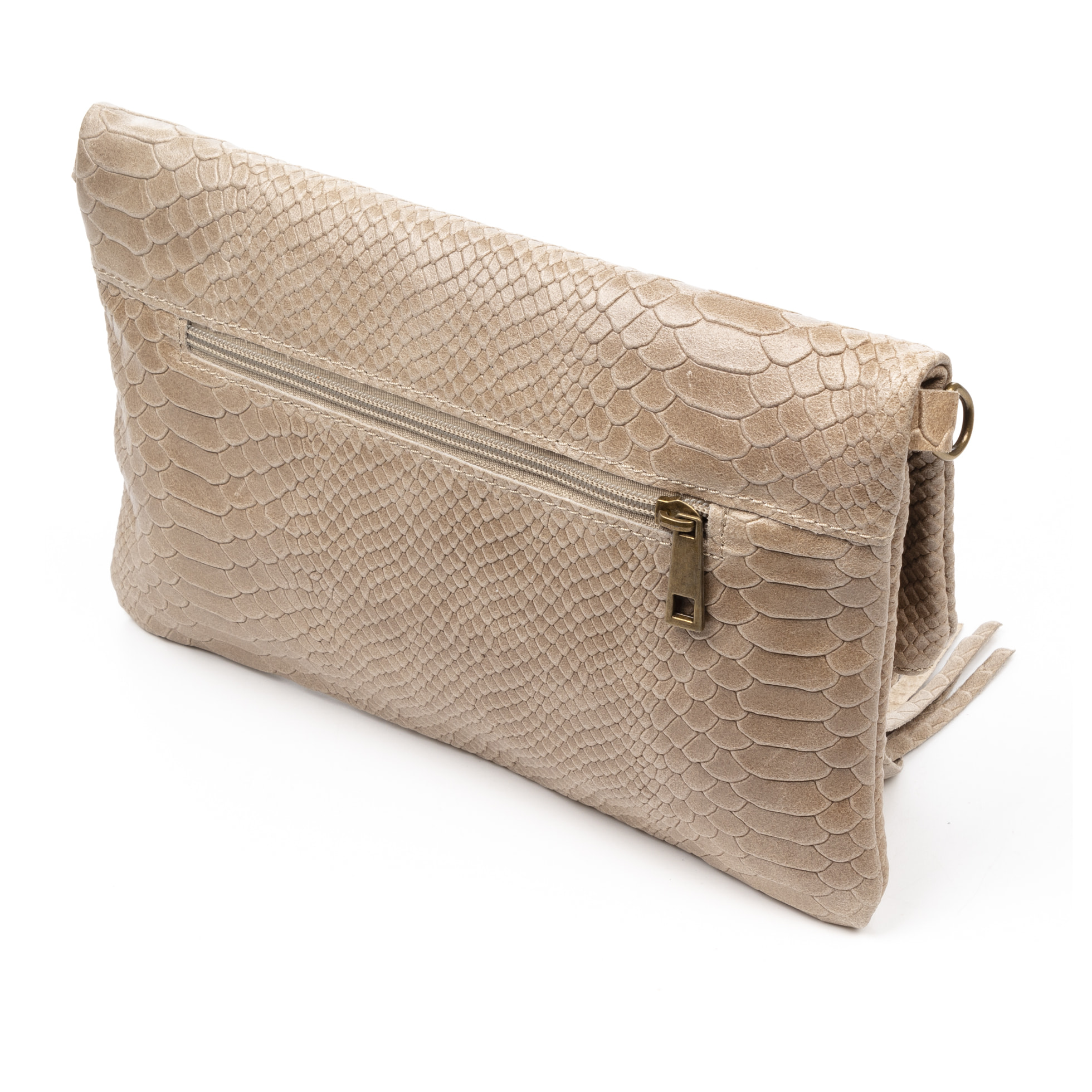 Alzano bolso bandolera mujer. Piel auténtica Gamuza grabado serpiente.