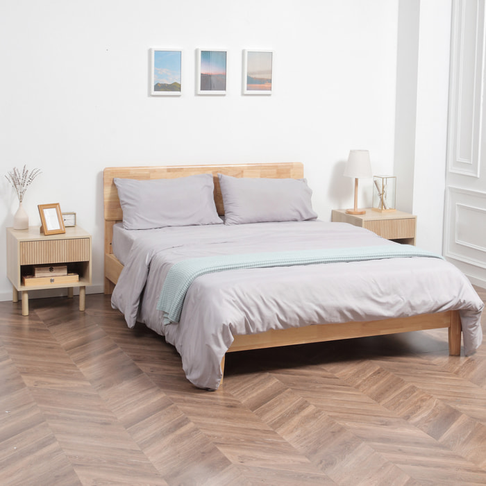 Lot de 2 chevets design Urban Craft tiroir niche effet bois clair naturel