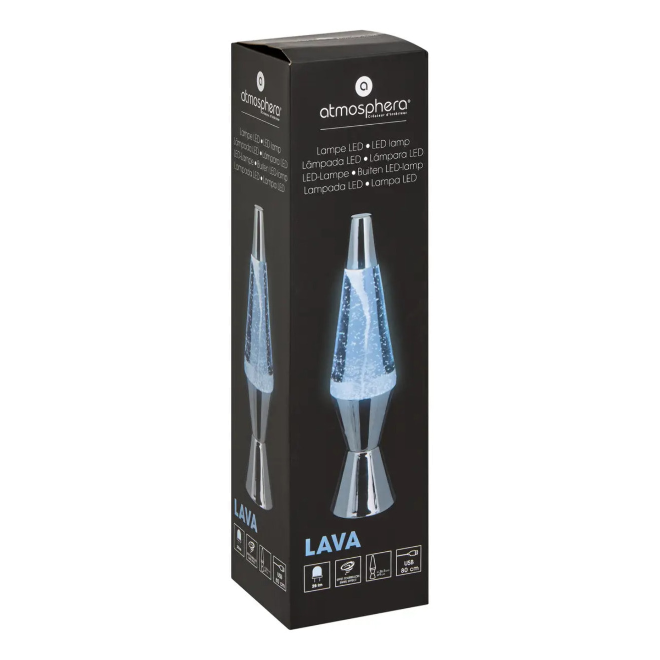 Lampe à poser champignon secteur Lava argent H36,5cm