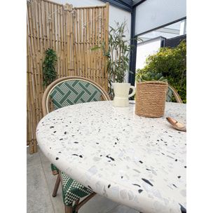 BISTRO - Table ronde de jardin en acier et plateau terrazzo