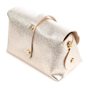 Aurora Bolso bandolera Mujer. Piel auténtica Gamuza lacado texturizado brillante.