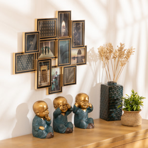 Set de 3 statuettes "Bouddha" en résine H21cm doré