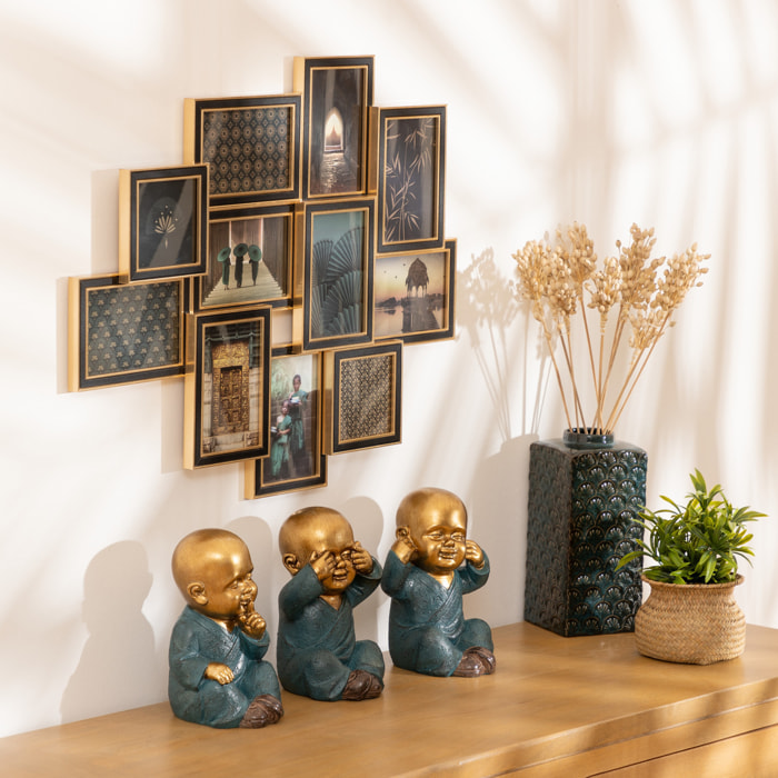 Set de 3 statuettes "Bouddha" en résine H21cm doré