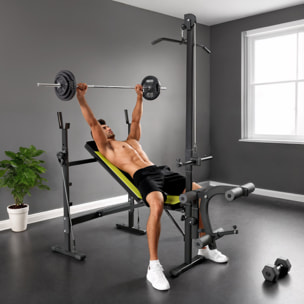 Banco de Pesas Multifuncional Banco de Musculación Reclinable con Altura Ajustable para Fitness Entrenamiento Completo en Gimnasio y Casa Carga 300 kg 175x110x202 cm Negro