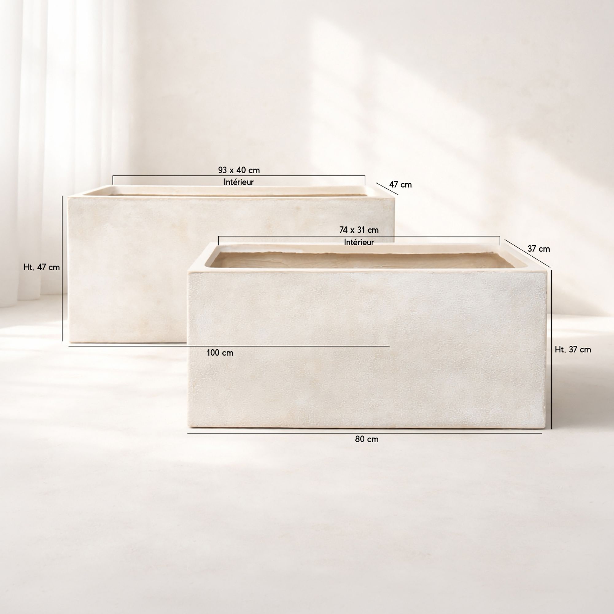 Set de 2 pots rectangulaire en terre d'argile  LAGOS