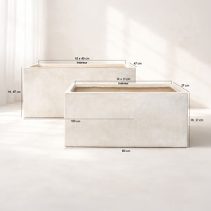 Set de 2 pots rectangulaire en terre d'argile  LAGOS