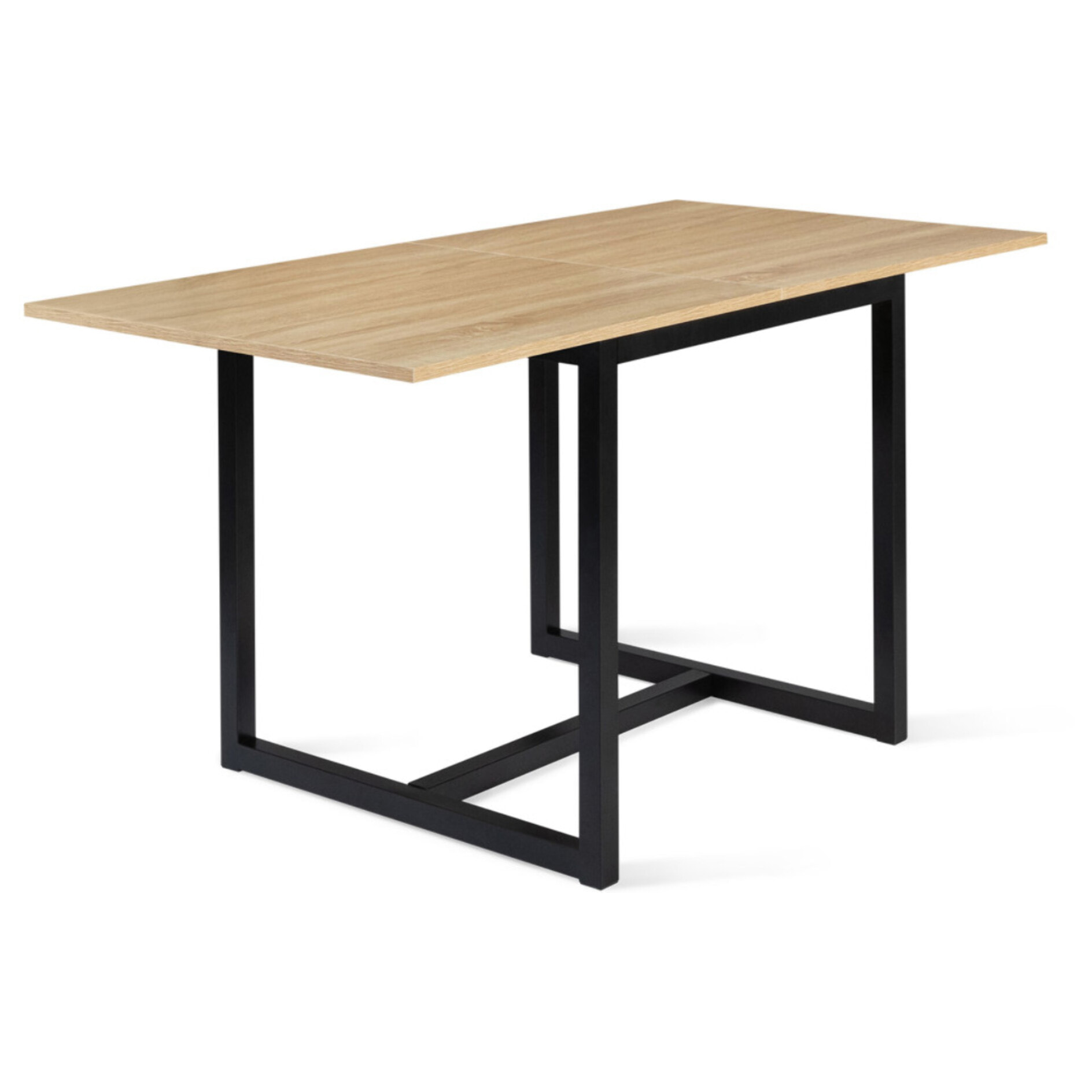 Table à manger dépliante Memphis bois et noir 80-160cm
