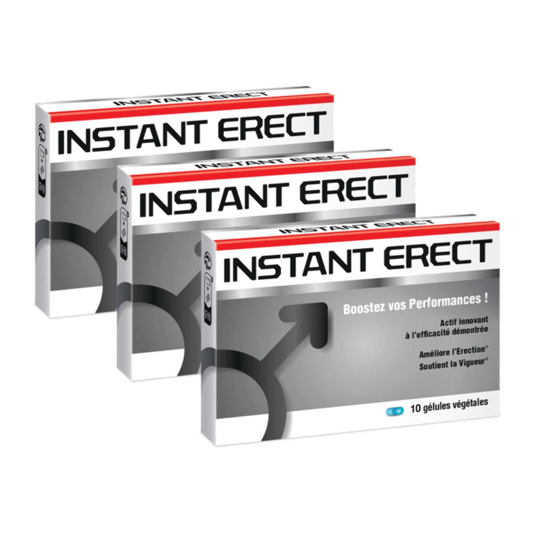 NUTRI EXPERT - Instant Erect - Améliore l'érection - Agit en 30 minutes ! Stimule le désir et soutient la vigueur - Actif innovant EnoSTIM - Résultats prouvés - Vegan - Lot de 3 produits