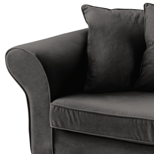Fauteuil love seat en velours gris OSCAR