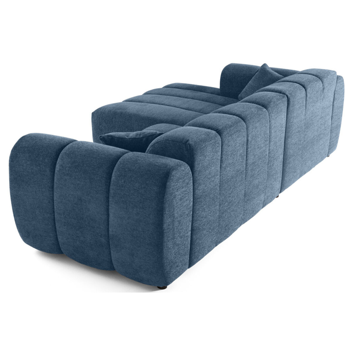 Curtis - canapé d'angle gauche 4 places en tissu texturé - Bleu