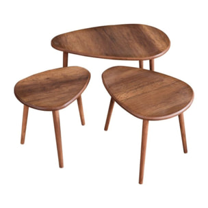 ELENA Set de 3 tables gigognes design effet noyer