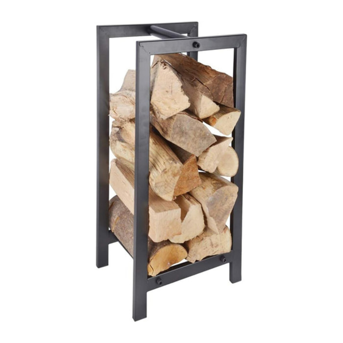 Portalegna verticale in acciaio Tamala 59,5 cm, supporto legna salvaspazio per camino e stufa, design moderno industriale, resistente e stabile, ideale per interno ed esterno, giardino terrazzo e area barbecue