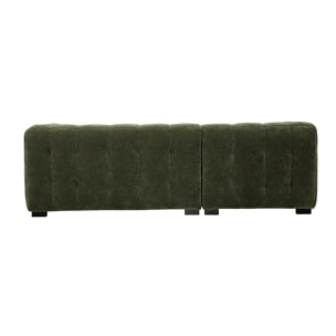 Canapé d'angle gauche design 3 places en tissu effet velours vert kaki CORTO