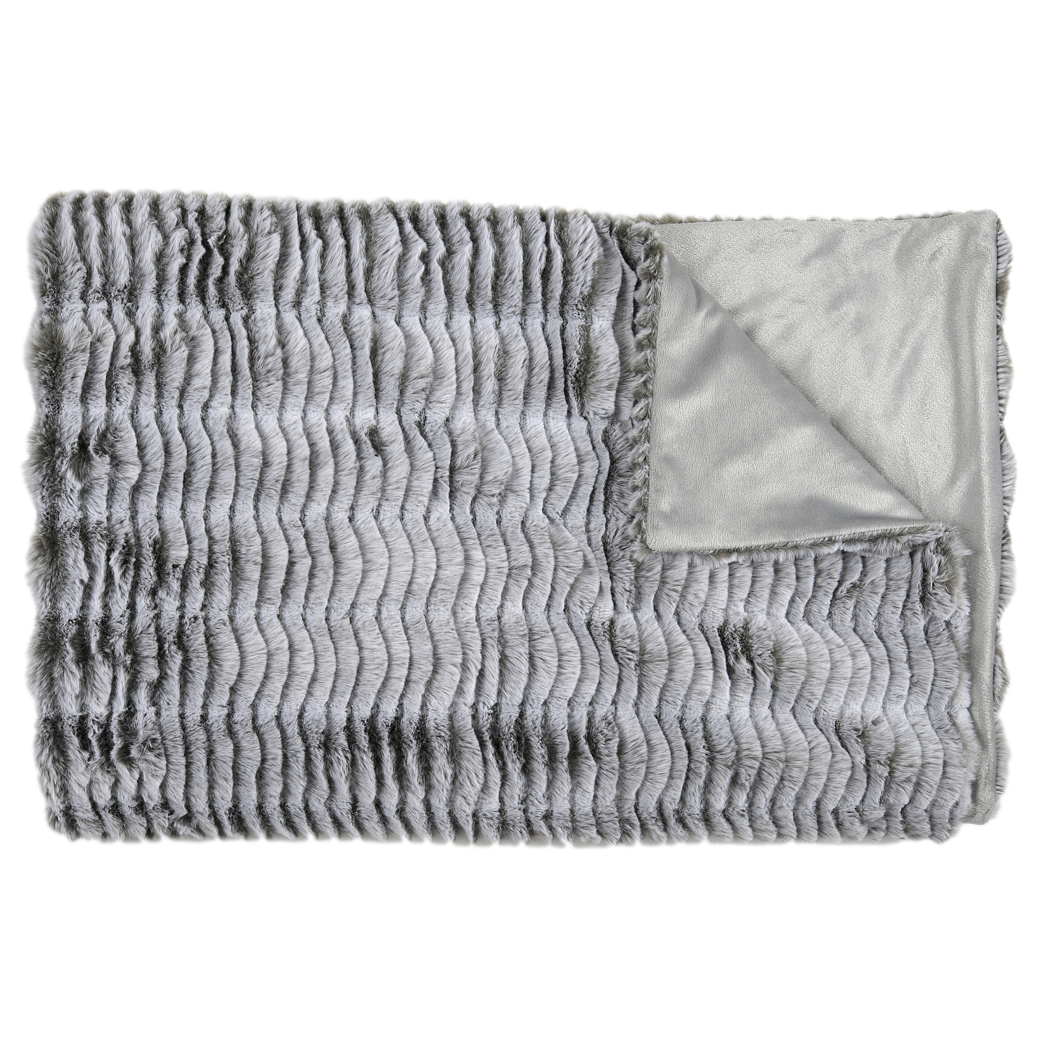 Plaid - HOME DECO FACTORY - Opulence - Imitation Fourrure - Gris