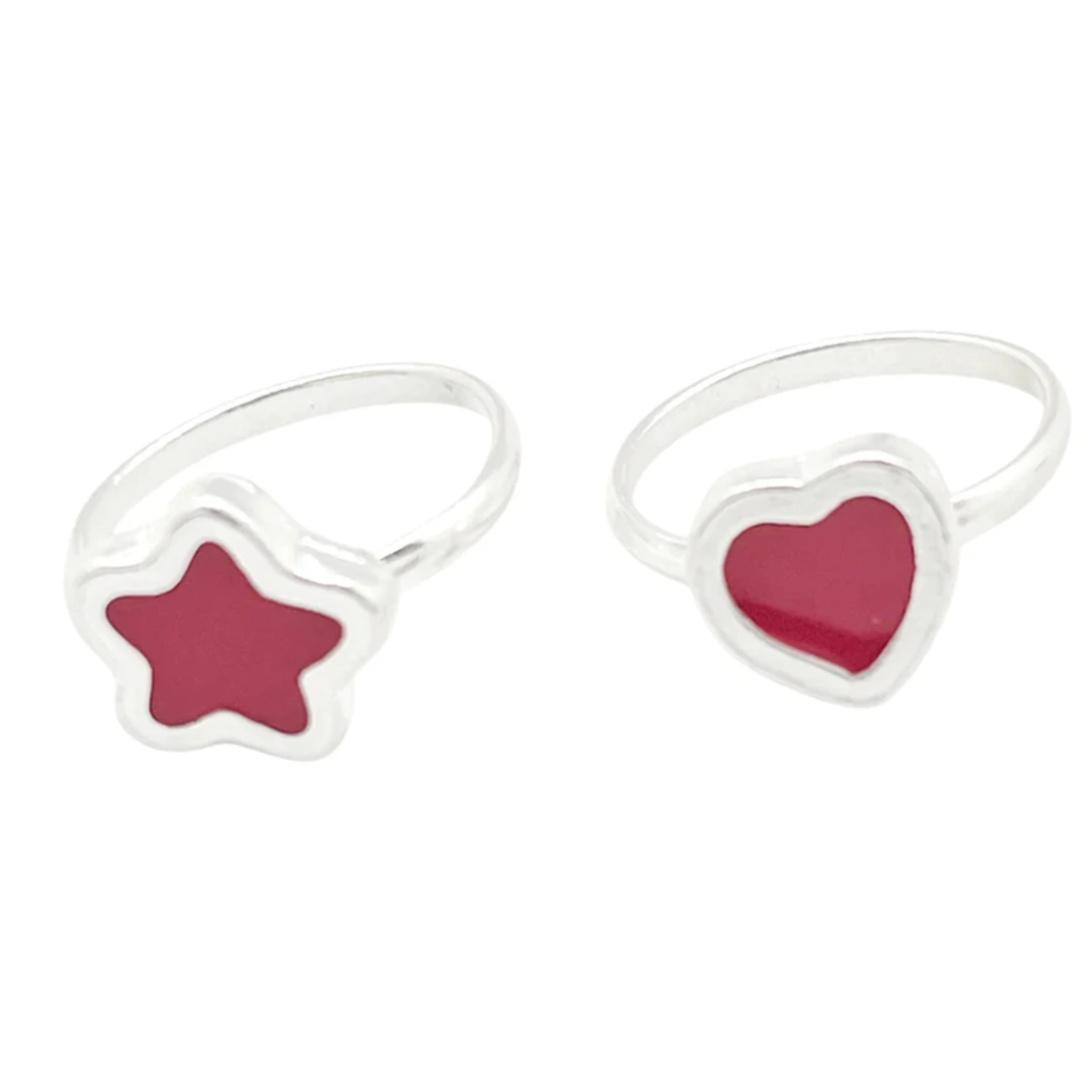 Pareja anillos Colors en plata 10µm y color rojo