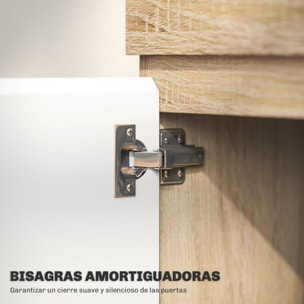 Mueble de TV Moderno, Mesa de TV para Salón con 2 Puertas, Estante Abierto, para Televisión 60 Pulgadas, 140x40x48 cm, Blanco y Natural