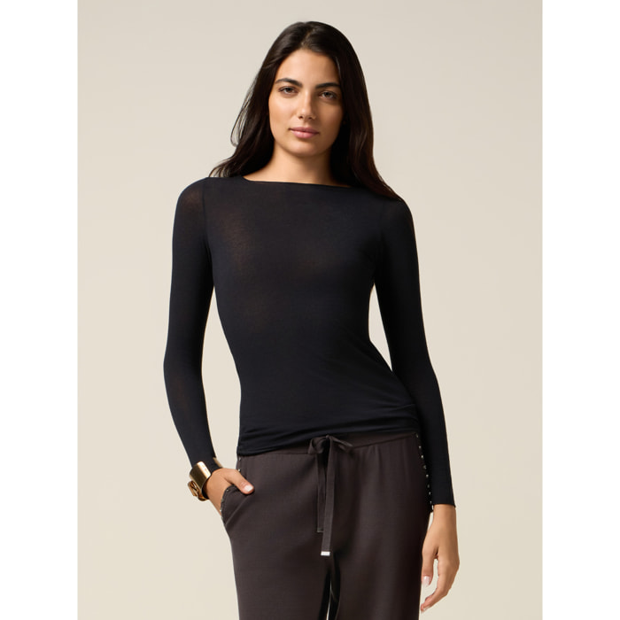 Oltre - T-shirt misto cashmere - Nero