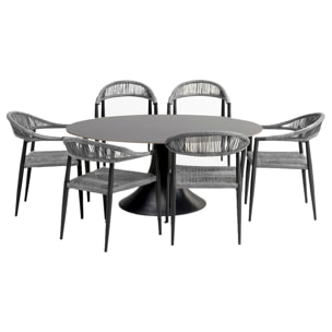 Ensemble de jardin Grande Possibilita table 220cm et 6 chaises grises Kare Design