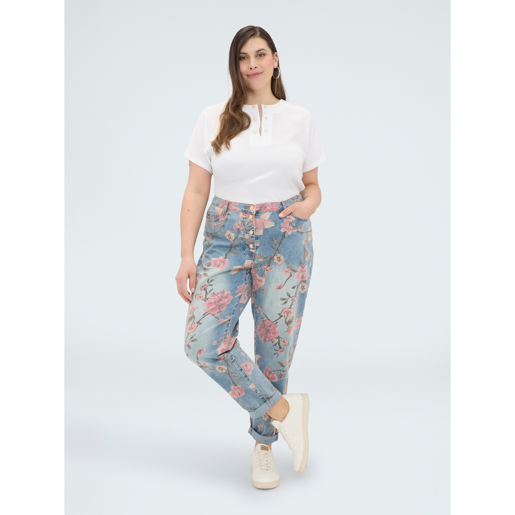 Fiorella Rubino - Camiseta de viscosa con detalle de perlas - Blanco