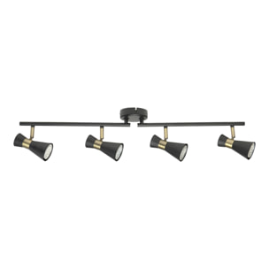 Forlight Eufo plafón  en negro con acabado en oro de 4 luces para bombilla GU10