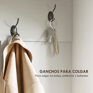 Perchero Zapatero, Perchero Entrada Recibidor con Banco Zapatero 5 Ganchos 3 Estantes Armario y Compartimentos Estilo Rústico para Pasillo Dormitorio Salón 105x40x180 cm Blanco