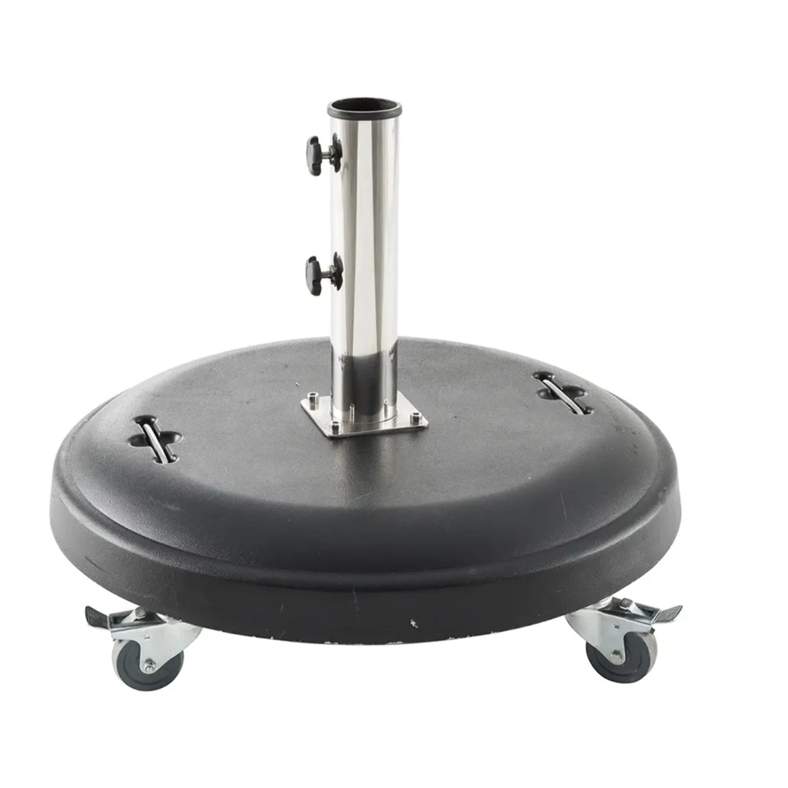 Pied de parasol rond à roulettes Noir