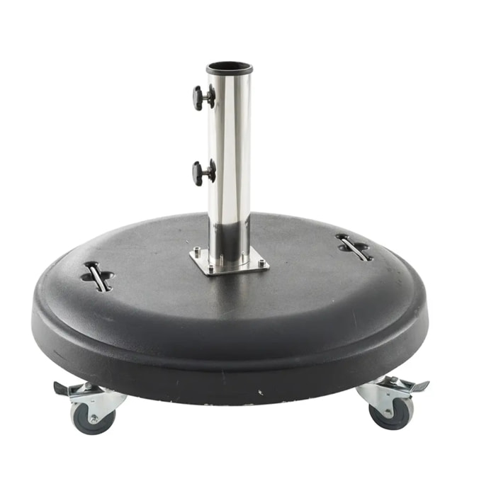 Pied de parasol rond à roulettes Noir