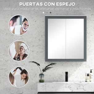 Armario de Baño con Espejo Armario de Baño para Colgar Mueble de Baño Suspendido con 2 Puertas de Vidrio y Estantes Ajustables 69x17x75,5 cm Blanco