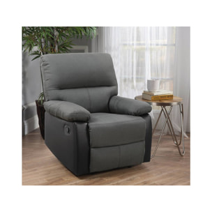 Fauteuil relax "Lincoln" - 90 x 89 x 103 cm - Noir/Gris foncé