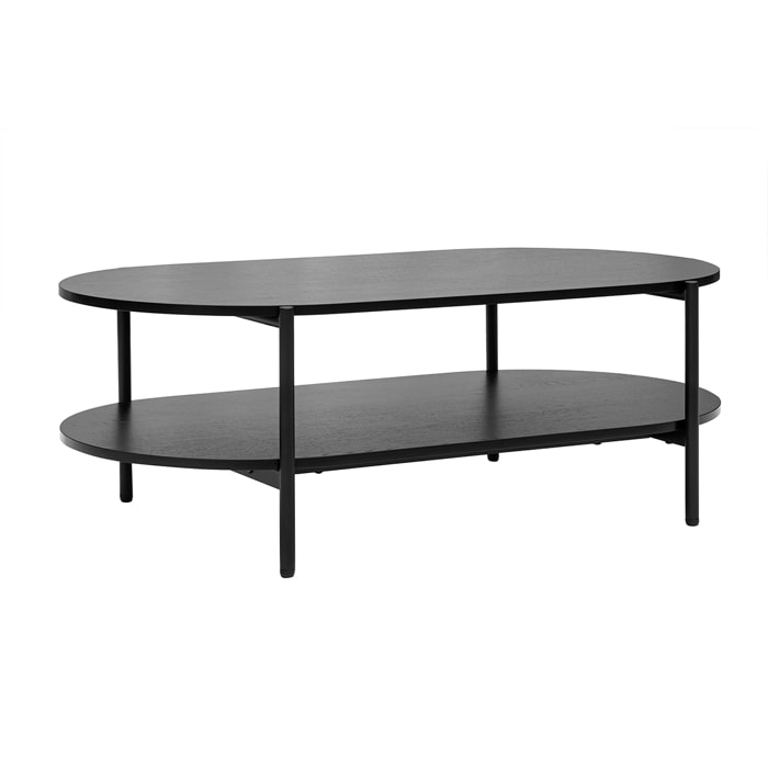 Table basse ovale finition bois noir et métal L115 cm BRUNA