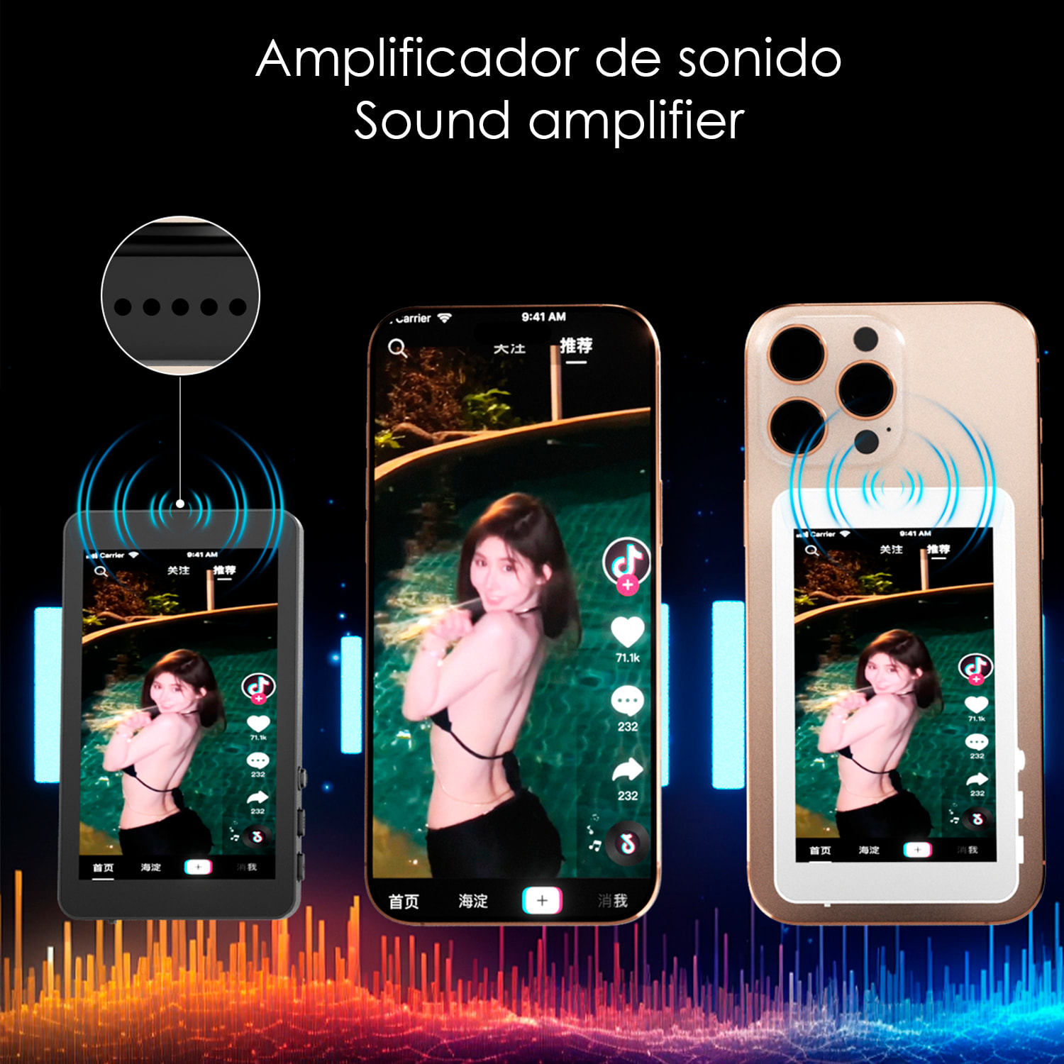 Schermo selfie magnetico wireless da 4" con batteria ricaricabile, duplicazione dello schermo 2.4G/5G a bassa latenza, zoom 10X e audio. Compatibile con iOS e Android.