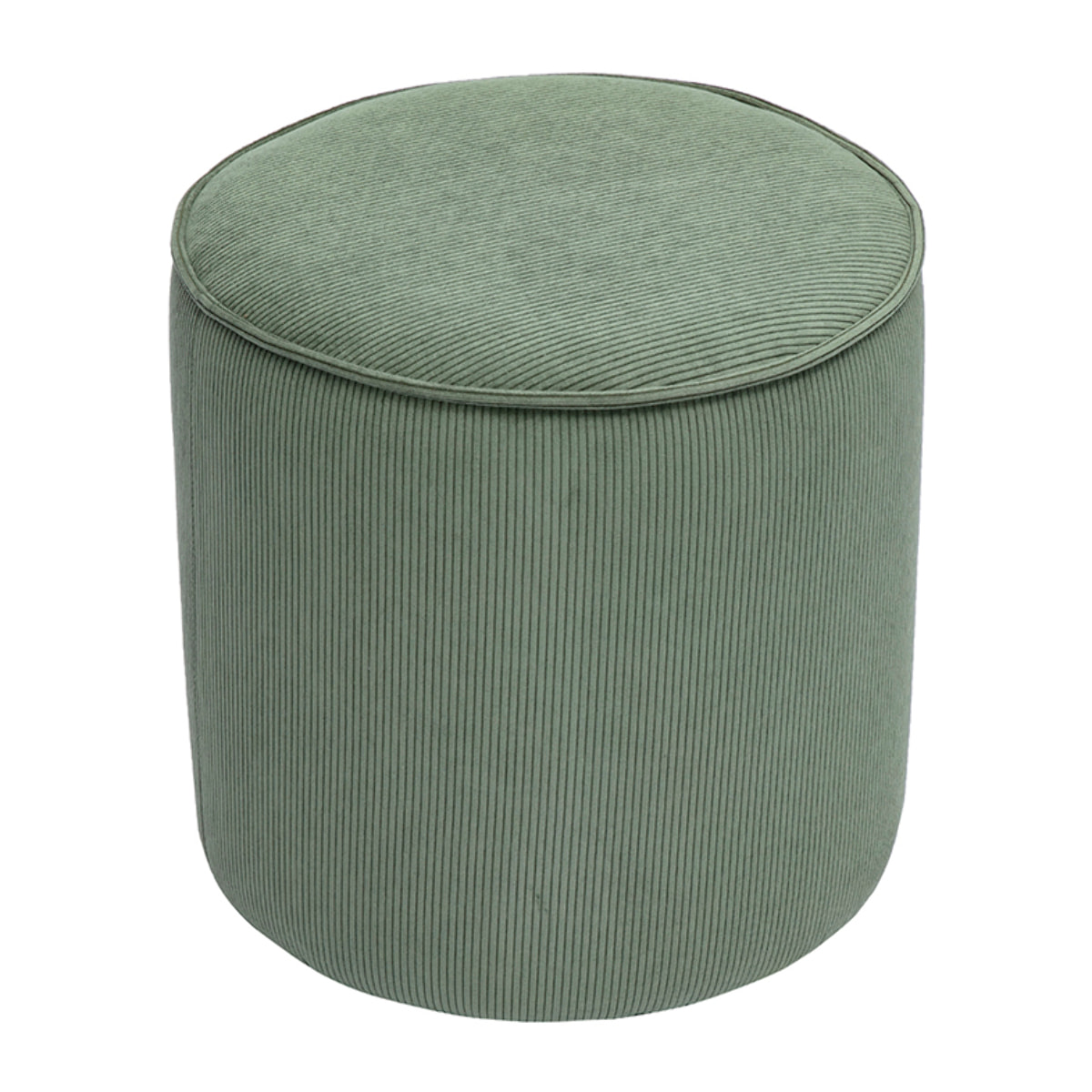 Pouf rond en velours côtelé vert kaki D40 cm PAUL