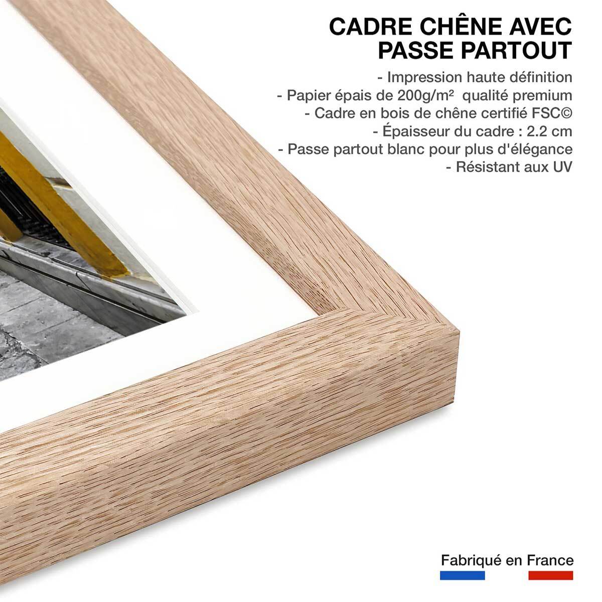 Affiche spain street Affiche + cadre en bois - Chêne