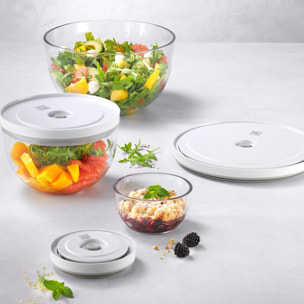 Set de bols sous vide S/M/L / 6-pcs, Verre, transparent-blanc