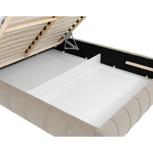 Elsa - lit coffre - 180x200 cm - en velours - sommier inclus - Beige