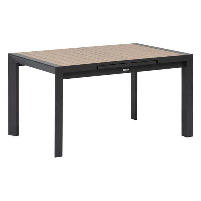 Table de jardin extensible "Évasion" effet bois honey & graphite 8 places lates en aluminium