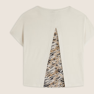 T-shirt maniche a kimono con stampa fantasia sul retro