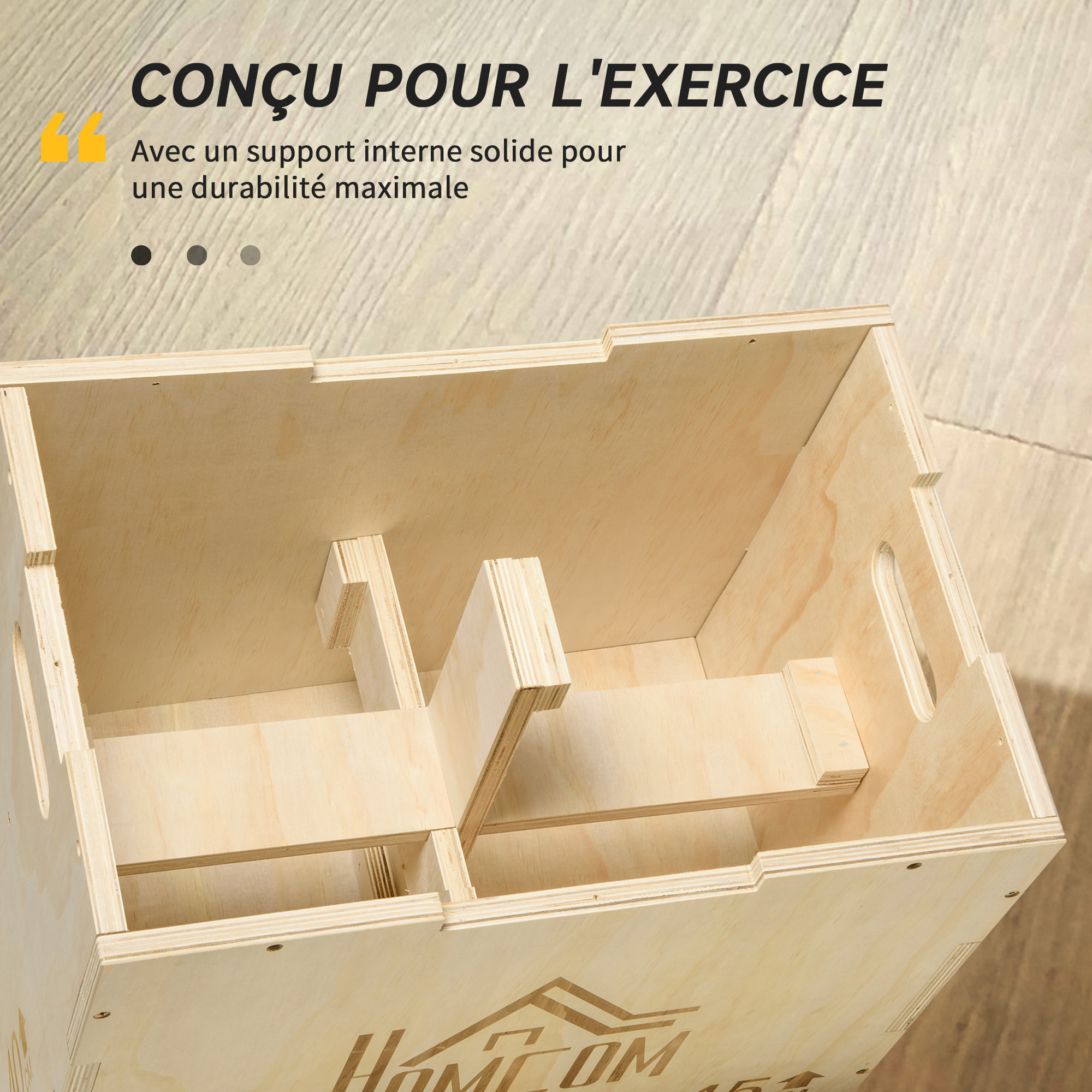 Box jump crossfit - box de pliométrie - collaboration Aosom.fr x FFHandball - 40/45/60H cm - max. 120 Kg - bois