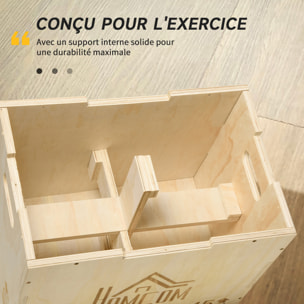 Box jump crossfit - box de pliométrie - collaboration Aosom.fr x FFHandball - 40/45/60H cm - max. 120 Kg - bois