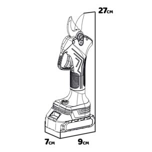 Luzas 20 - Forbici per potatura a batteria, cesoie elettriche Alfa Line, diametro di taglio 3,2 cm, 1 batteria 2a + 1 batteria 4a + caricabatteria