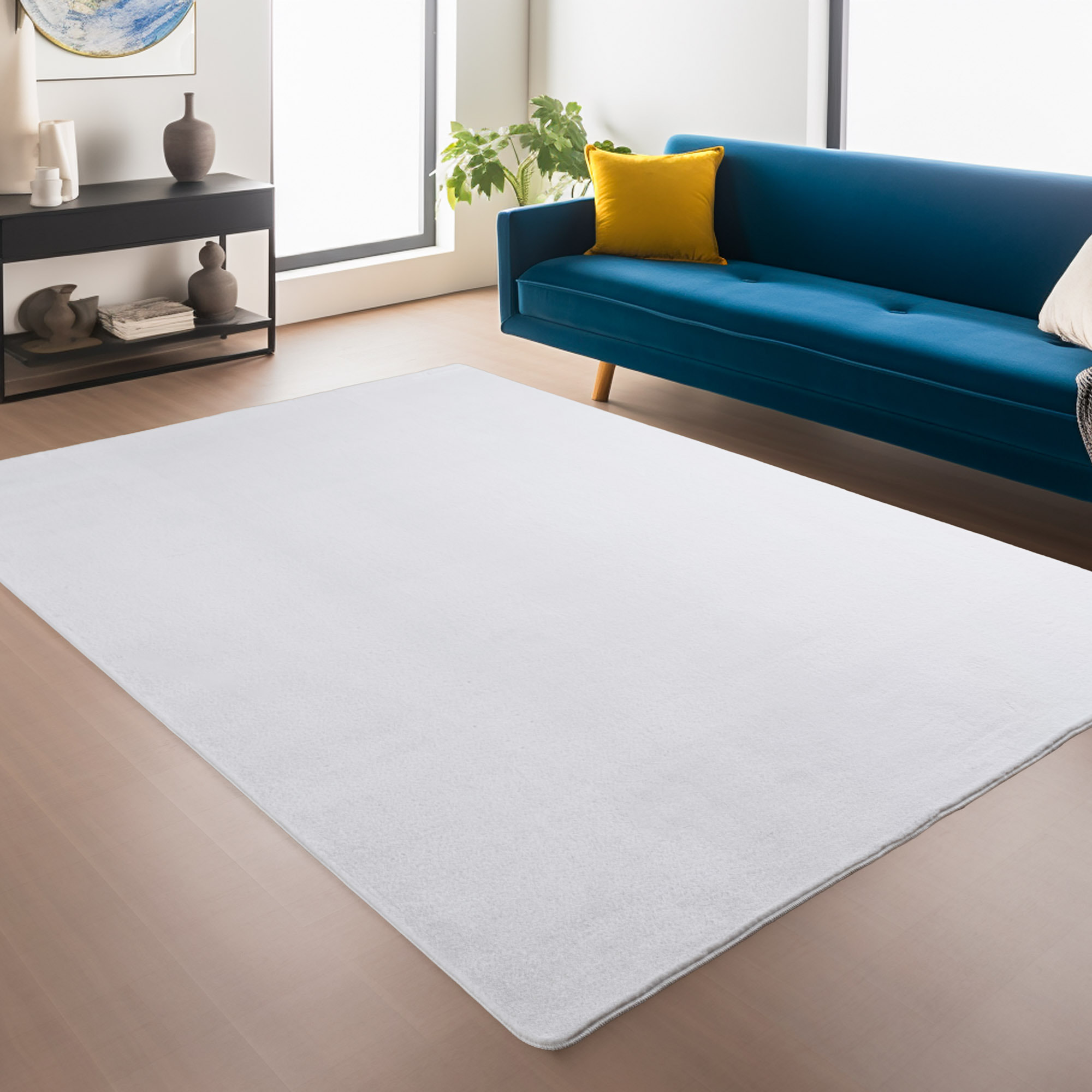 ALBA - Tapis doux blanc à poils courts