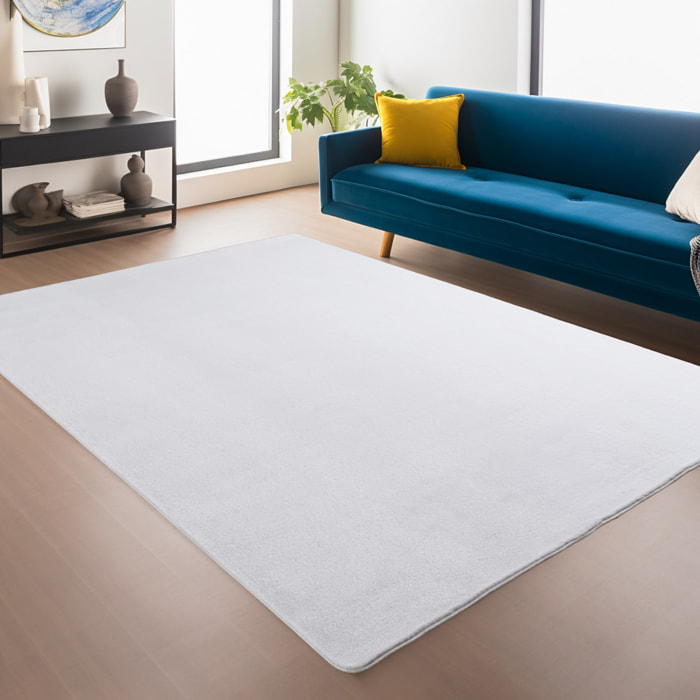 ALBA - Tapis doux blanc à poils courts