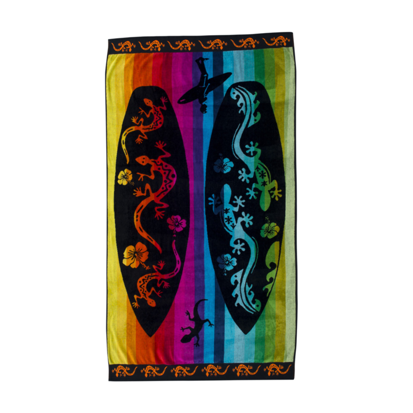 Telo Mare Spugna Jacquard Spiaggia Disegno Geko&Surf