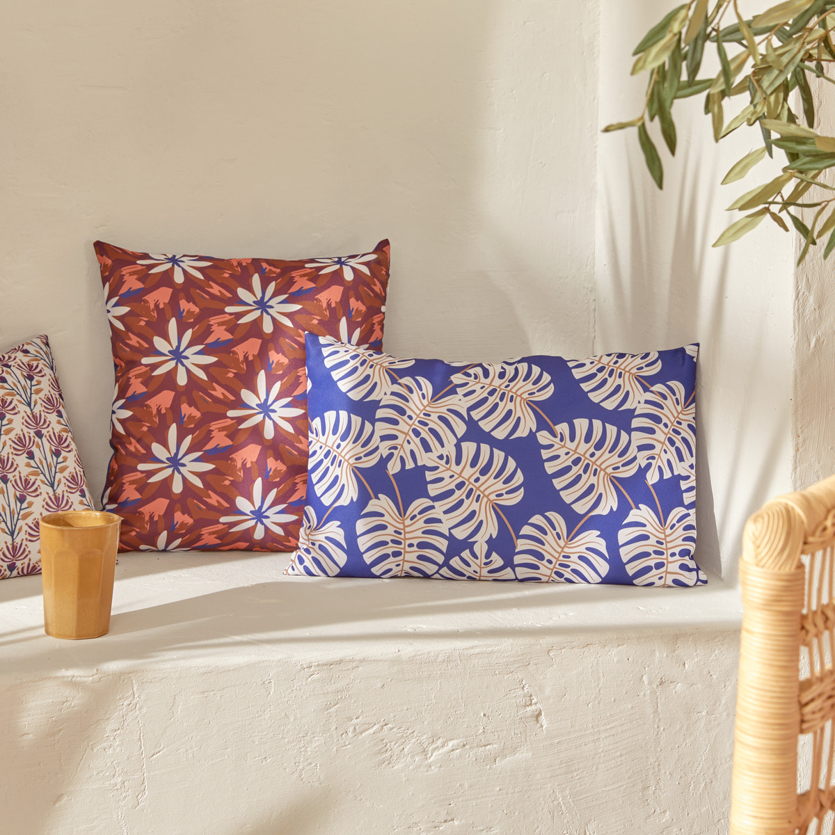 Housse de coussin d extérieur "Falla" bleu indigo 30x50cm