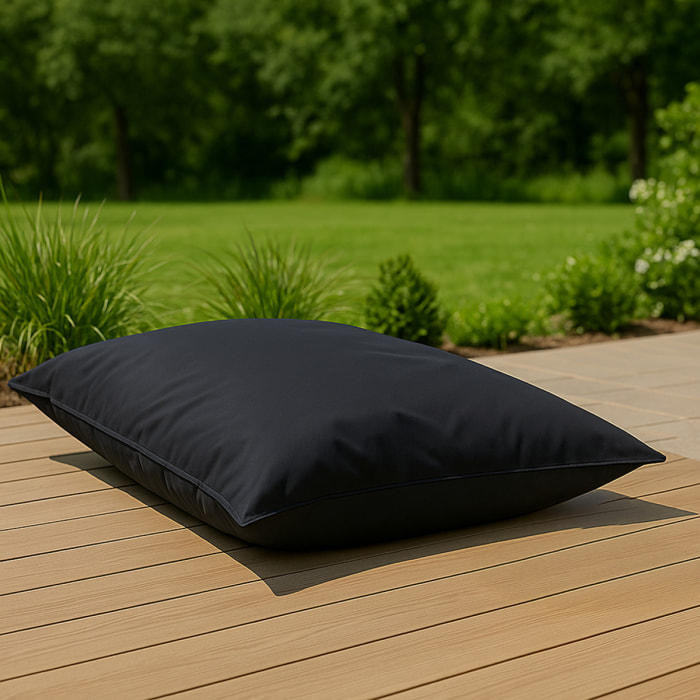 Pouf rectangulaire d'extérieur XXL 180x140cm noir THIES