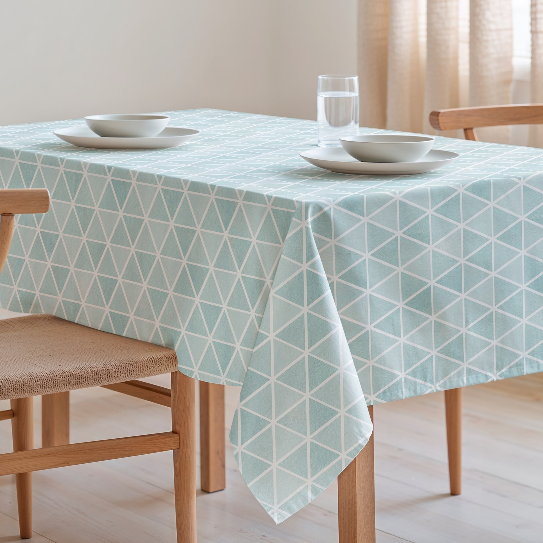 Nappe imprimée anti-tâches AGNES BLEU VERT