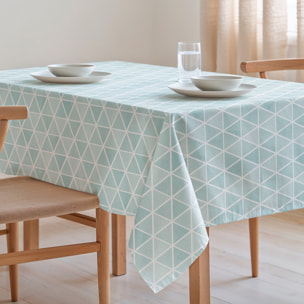 Nappe imprimée anti-tâches AGNES BLEU VERT