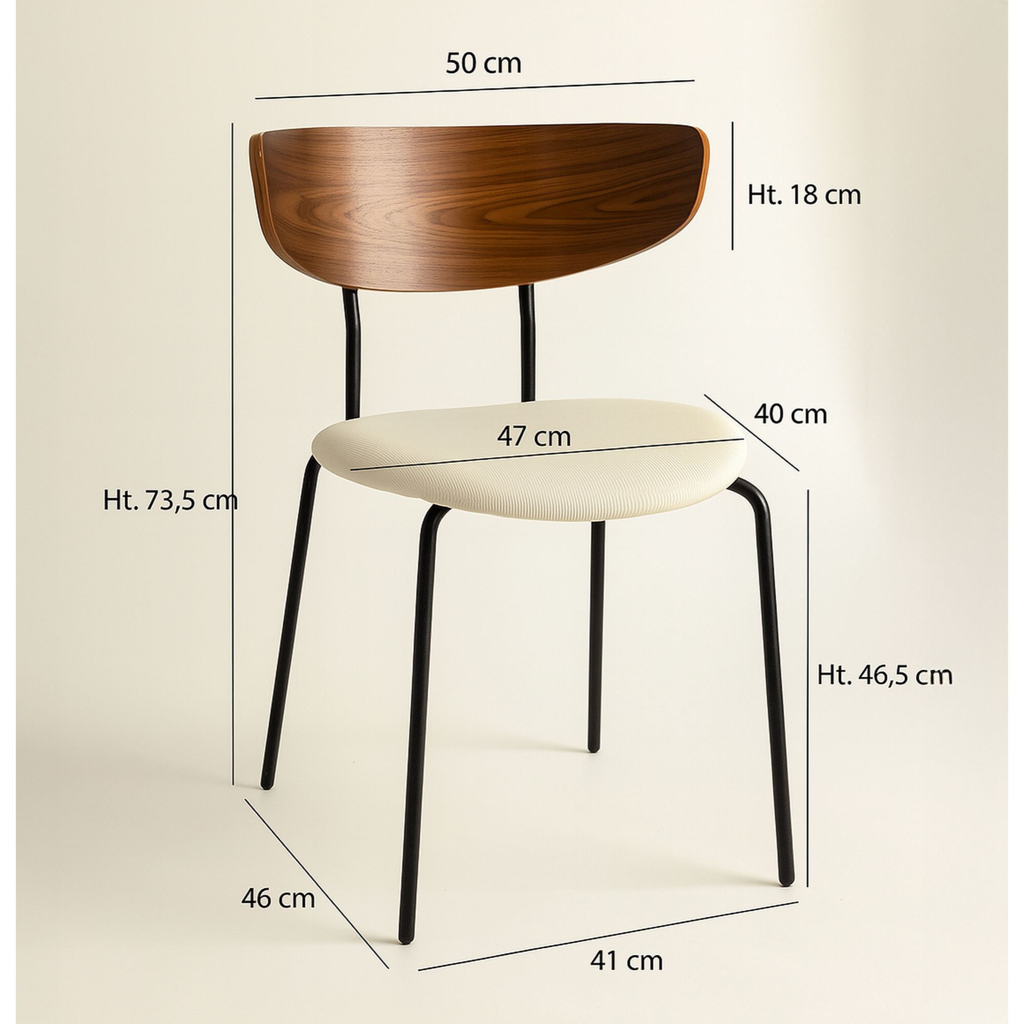 Lot de 2 chaises en bois et velours écru RIVA