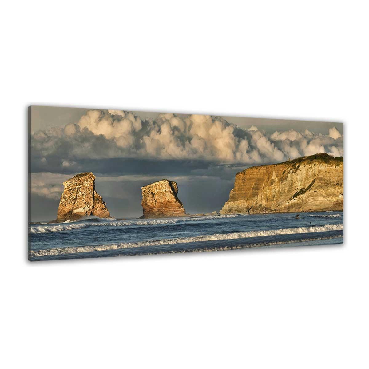 Tableau plage d'hendaye et les rochers des 2 jumeaux Toile imprimée